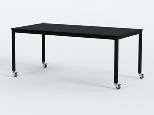 PIPE - Rectangular steel and MDF top table with castors _ grado design